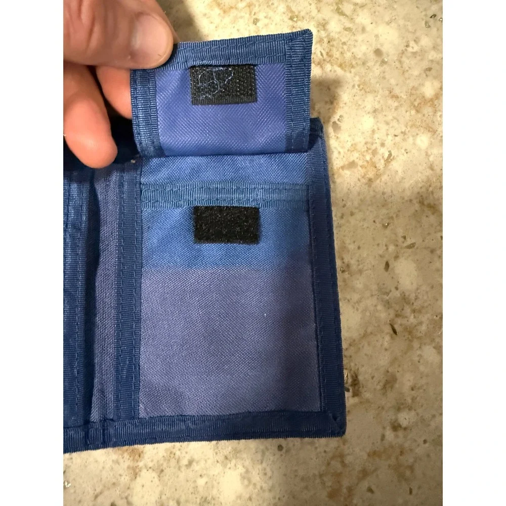 Vintage Merit Nautical Signal Flag Trifold Canvas Wallet Navy Blue Hook & Loop